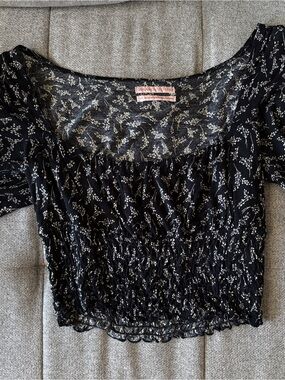 Urban Outfitters Black and white ditsy print top